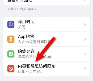 蓝山苹果14维修分享iPhone 14内容和隐私访问限制开启方法 