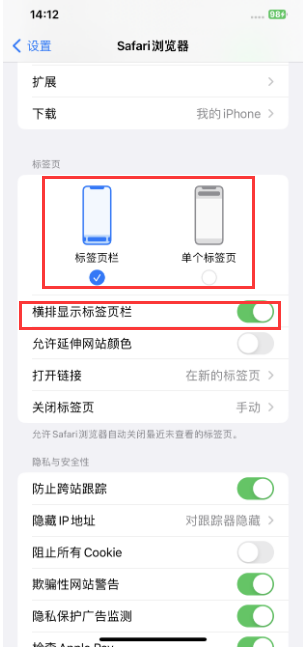 蓝山苹果手机维修分享Safari浏览器如何切换标签栏位置 